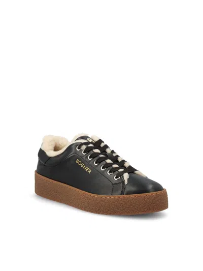Bogner Lucerne Shearling-lined Leather Sneakers In Black