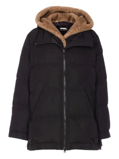 Lou Andrea Black Down Jacket Frontal Zip Closure In Black