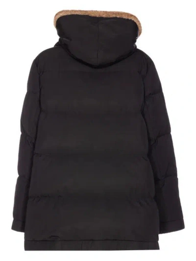 Lou Andrea Black Down Jacket Frontal Zip Closure In Black