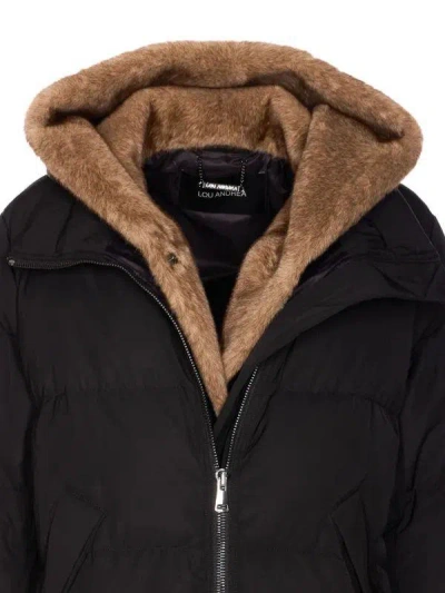 Lou Andrea Black Down Jacket Frontal Zip Closure In Black