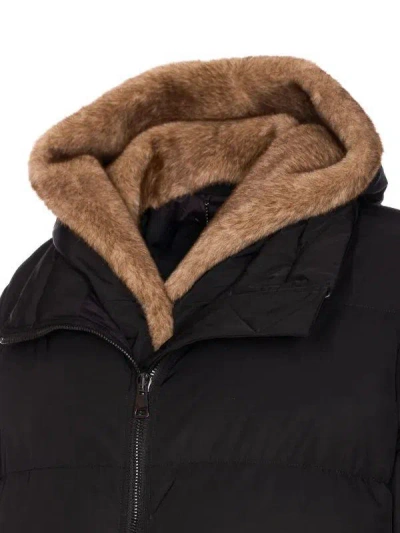 Lou Andrea Black Down Jacket Frontal Zip Closure In Black