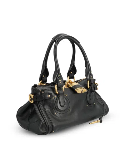 Chloé Structured Shoulder Bag With Padlock And Studs In Black