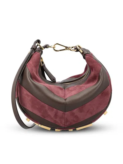 Fendi Mini-bag In Leather And Suede With Two-tone Inlay In Brown