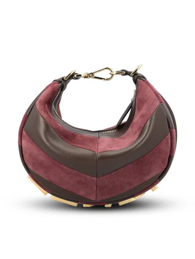 Fendi Mini-bag In Leather And Suede With Two-tone Inlay In Brown