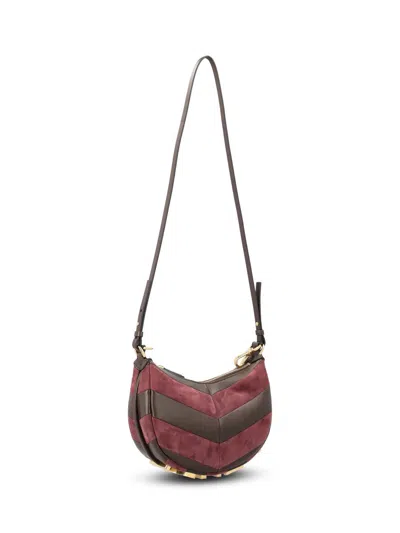 Fendi Mini-bag In Leather And Suede With Two-tone Inlay In Brown
