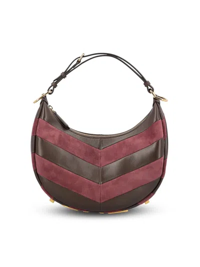 Fendi Leather And Suede Bag With Two-tone Inlay In Black