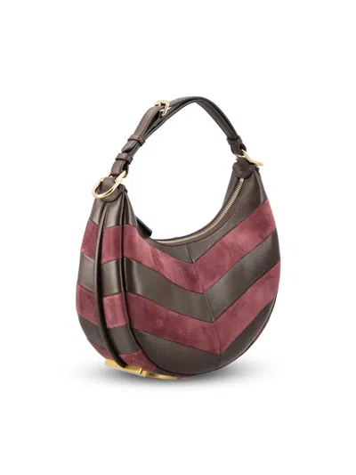Fendi Leather And Suede Bag With Two-tone Inlay In Black