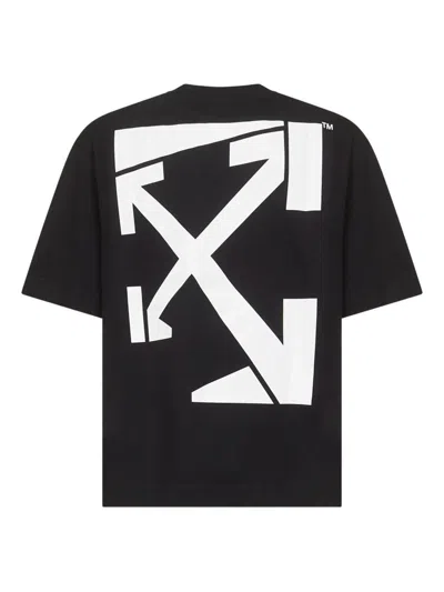 Off-white Oversized Black T-shirt With Contrasting Logo Print In Cotton