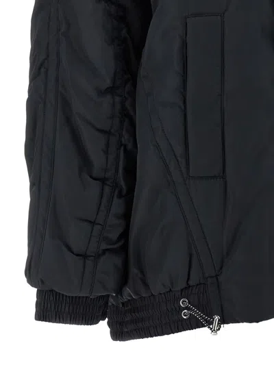 Pinko Clarinda Blue Jacket With Removable Sequin Collar And Drawstring Waist In Tech Fabric Woman In Black
