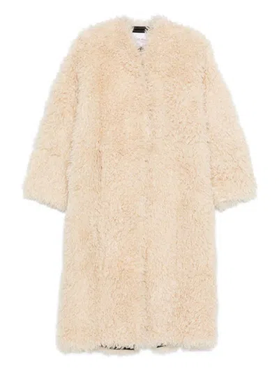 Stand Studio Long-sleeved Faux-fur Coat In White