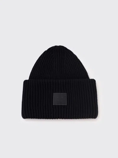 Acne Studios Large Face Logo Beanie In Brown