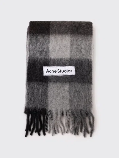 Acne Studios Mohair Checked Scarf In Gray
