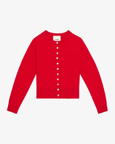 Isabel Marant Idesia Wool-cashmere Crewneck Cardigan In Red