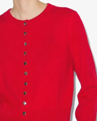 Isabel Marant Idesia Wool-cashmere Crewneck Cardigan In Red