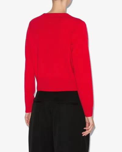 Isabel Marant Idesia Wool-cashmere Crewneck Cardigan In Red