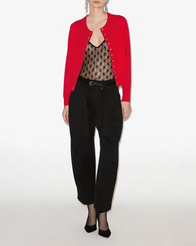 Isabel Marant Idesia Wool-cashmere Crewneck Cardigan In Red