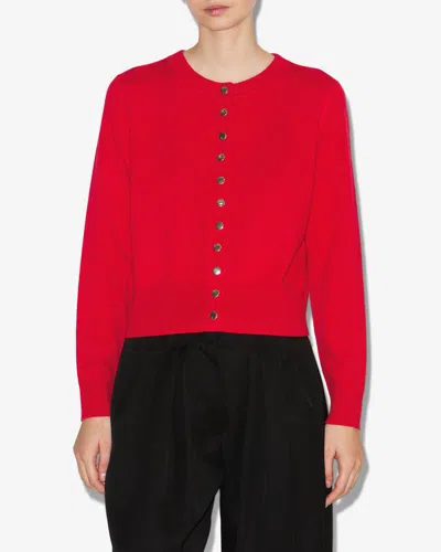 Isabel Marant Idesia Wool-cashmere Crewneck Cardigan In Red