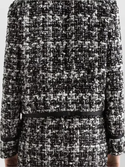 Dolce & Gabbana Cropped Tweed Jacket Front Pockets In Black