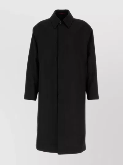 Gucci Tailored Wool Overcoat Featuring Hidden Placket In Black