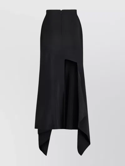 Mugler Gabardine Midi Skirt With Cut-out Details In Black