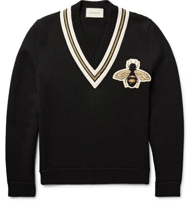 Shop Gucci Appliquéd Wool Sweater