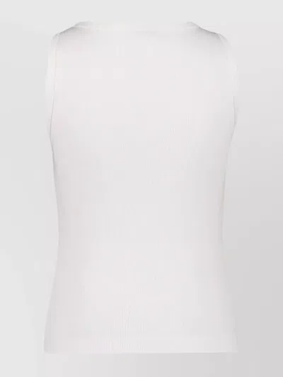 Casablanca Cotton Ribbed Logoed Patch Sleeveless Top In White