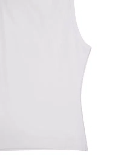 Casablanca Cotton Ribbed Logoed Patch Sleeveless Top In White