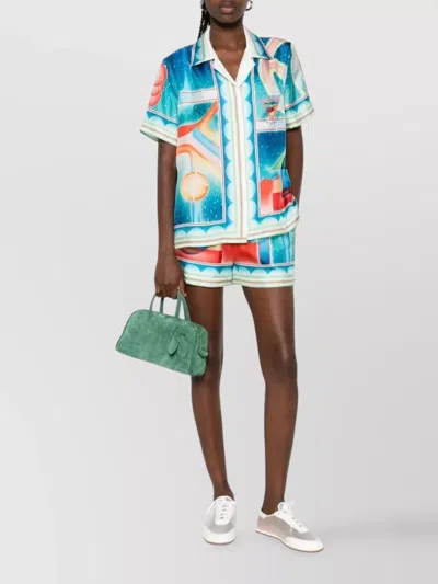 Casablanca Printed Silk Shirt In Blue