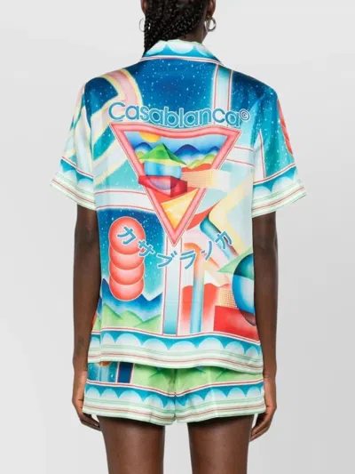 Casablanca Printed Silk Shirt In Blue