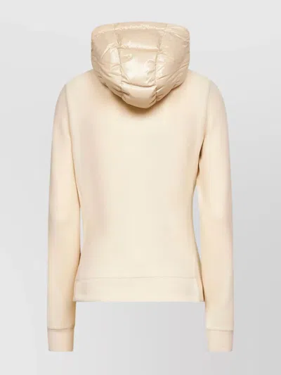 Moncler Ivory Zip-up Hooded Padded Cardigan In Gold