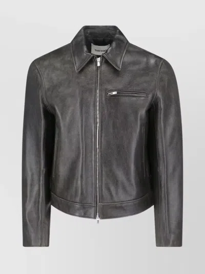 Tonywack Relaxed Jacket With Front Pocket And Textured Finish In Black