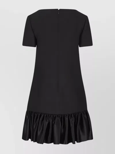 Valentino Garavani Bow Detail Wool And Silk Mini Dress In Black