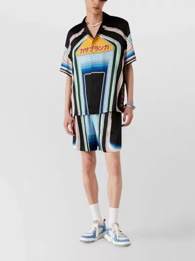 Casablanca Mountain Graphic Silk Shirt With Elastic Waistband In Multi