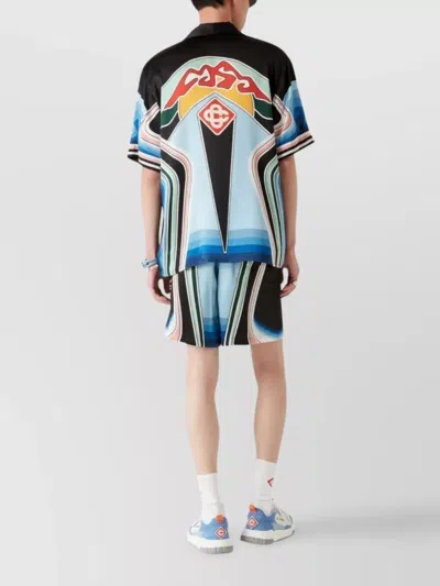 Casablanca Mountain Graphic Silk Shirt With Elastic Waistband In Multi