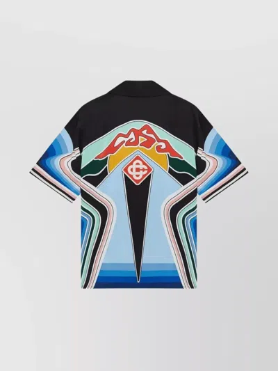 Casablanca Mountain Graphic Silk Shirt With Elastic Waistband In Multi