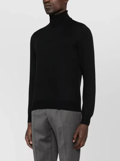 Tagliatore Turtleneck Sweater With Ribbed Collar And Cuffs In Black