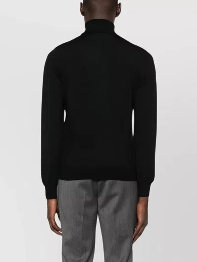Tagliatore Turtleneck Sweater With Ribbed Collar And Cuffs In Black