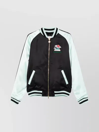 Casablanca Denim Bomber Jacket With Embroidered Logo In Black