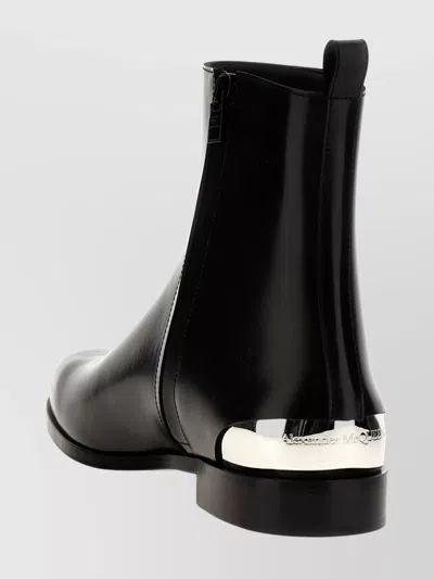 Mc Queen Ankle Boots With Pointed Toe And Pull Tab In Black