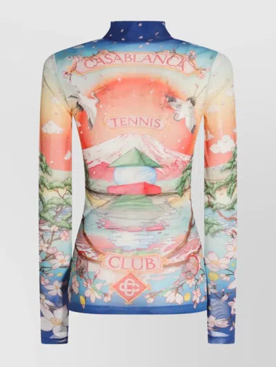 Casablanca "tennis Club" Mesh Top In Multi