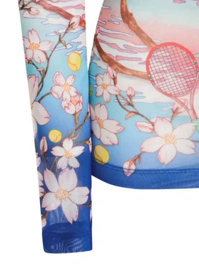 Casablanca "tennis Club" Mesh Top In Multi