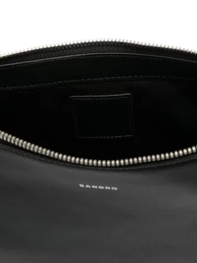 Sandro Leather Crossbody Bag In Black