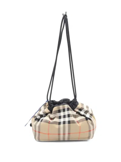 Pre-owned Burberry 20s Check-pattern Reversible Handbag In Black