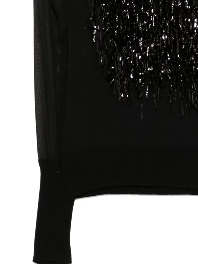 Undercover Sparkle-tassel Top In Black