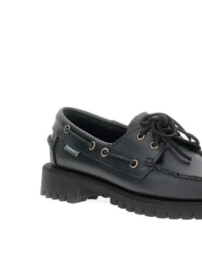 Sebago Black Ranger Moc Soft Loafers In Black
