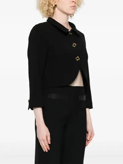 Sandro Square-buttons Cropped Jacket In Black