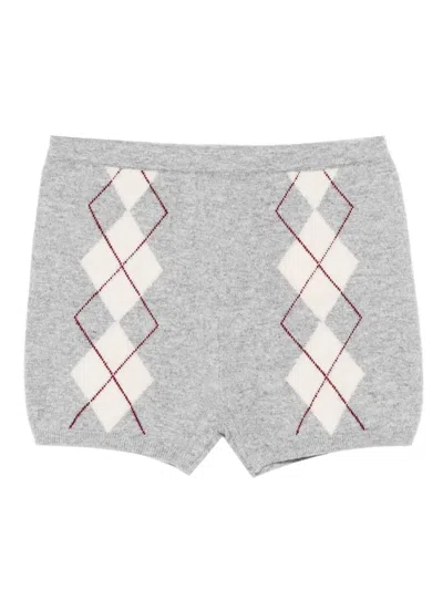 Sandro Diamond Pattern Knit Shorts In Gray