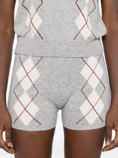 Sandro Diamond Pattern Knit Shorts In Gray