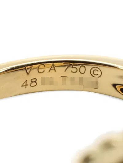 Pre-owned Van Cleef & Arpels 18k Yellow Gold Alhambra Diamond And Onyx Ring