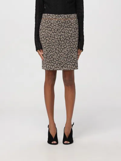 Hugo Boss Mini Skirt In Leopard Jacquard In Gray